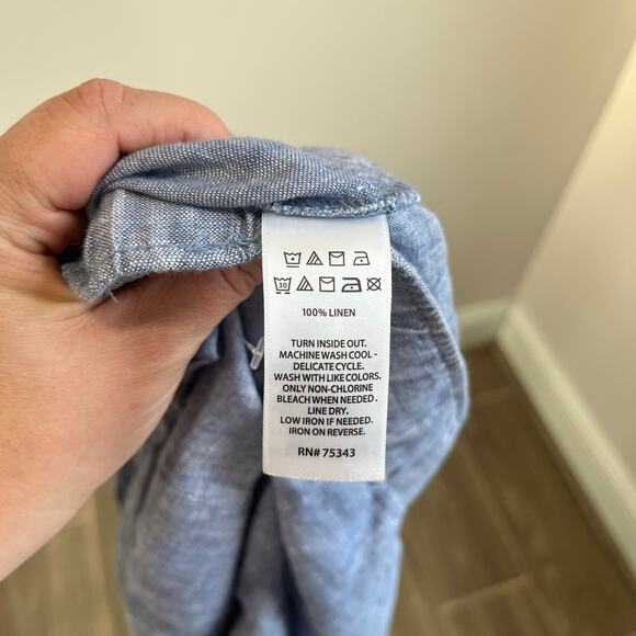 C&C California Linen Shorts Size L Blue Drawstring Casual Summer Lightweight - Picture 6 of 7